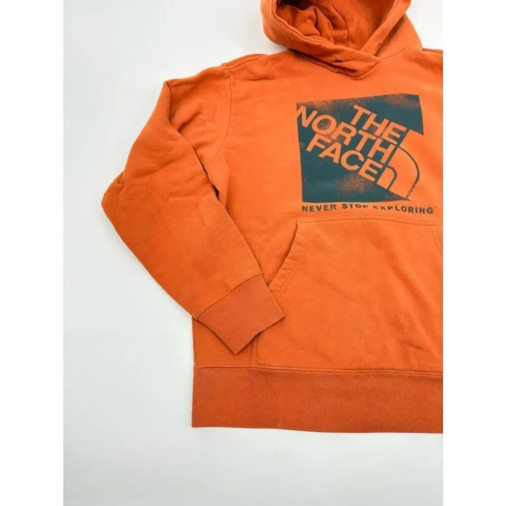 The North Face Men's Orange Crewneck Hoodie with Logo